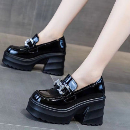 Damen Plateau Schuhe Hoch mit Ketten Dekor