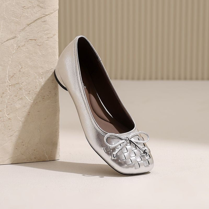Damen Ballerinas Geflochten Komfortabel