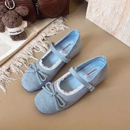 Damen Ballerinas Verstellbarer Riemen Spitze Elegant