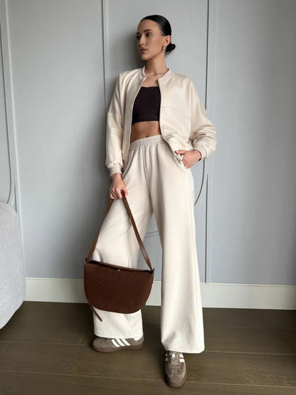 Damen Sport Jogginganzug Set Elastikbund