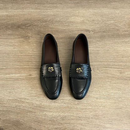 Damen Mokassins Elegante Blumenverzierung Schuhe