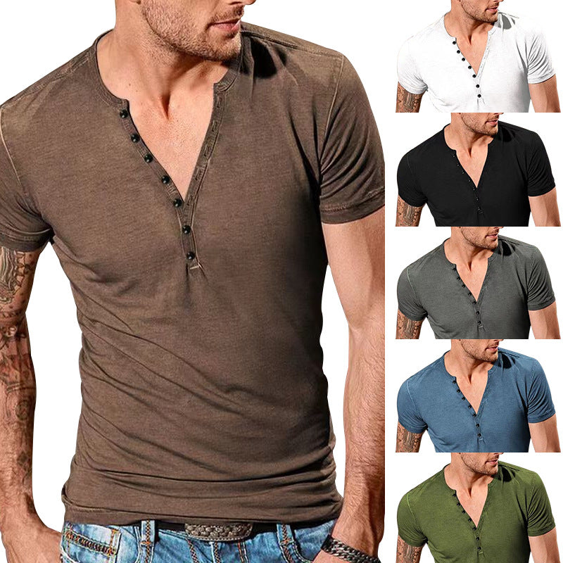 Herren T-Shirt Kurzarm Weiche Baumwolle Schwarz - Norvielle