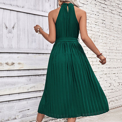 Damen Midikleid Plissee Tailliert
