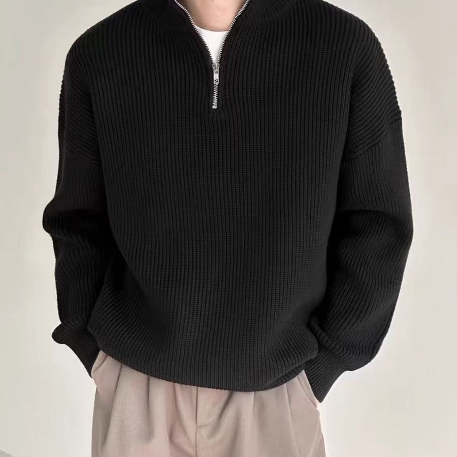 Strickpullover mit Reißverschluss und Kragen Bequem