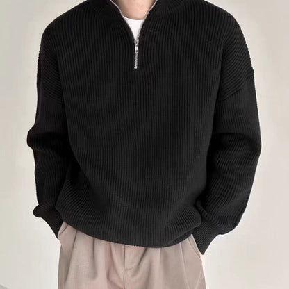 Strickpullover mit Reißverschluss und Kragen Bequem