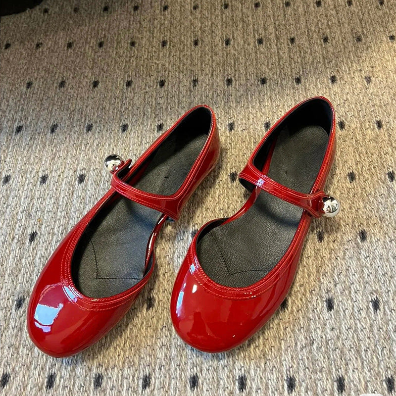 Damen Ballerinas Glitzer Schnalle Elegant Schwarz - Norvielle