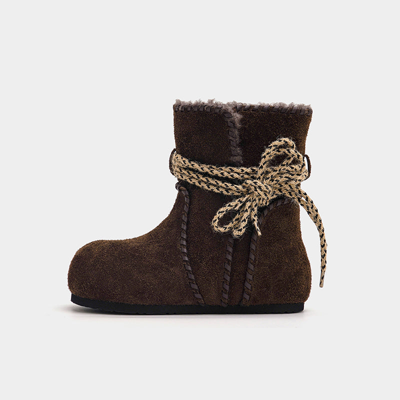 Damen Fleece-Stiefel Warm Gefüttert Schnürsenkel
