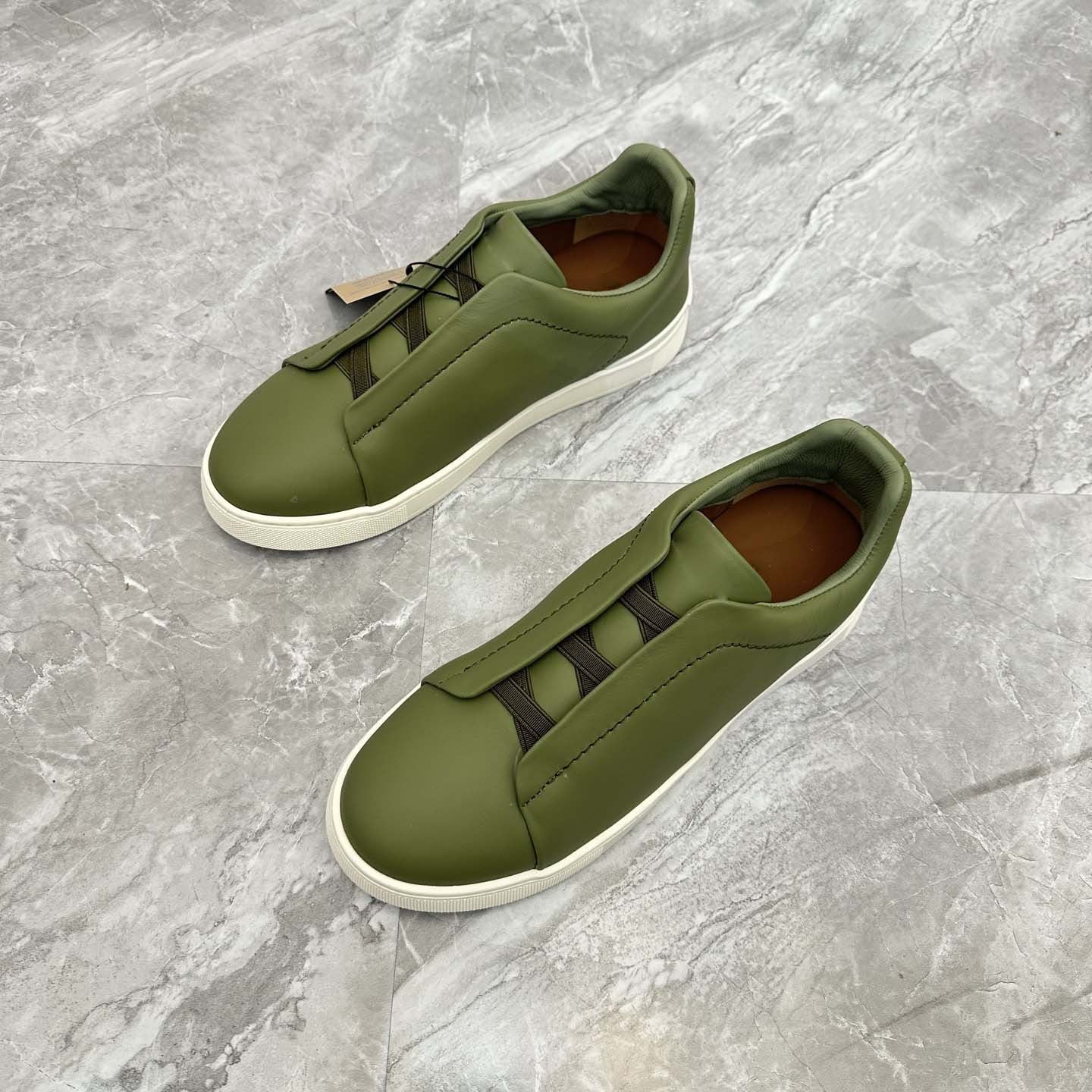 Damen Sneaker Slip-On Leder Rutschfest