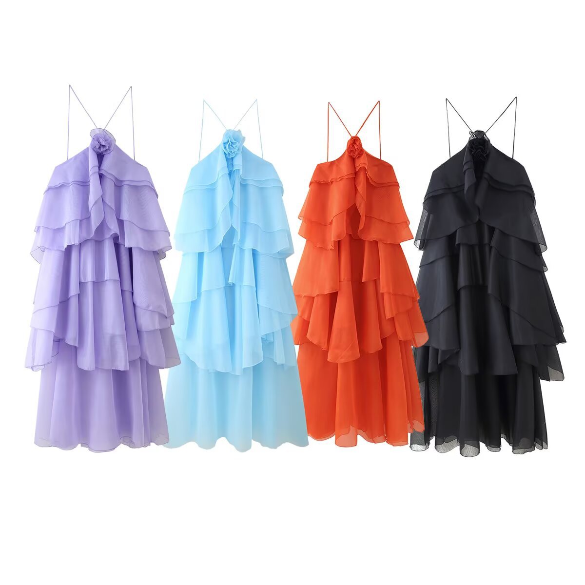 Damen Maxikleid Rüschen Blumenmuster Sommerkleid