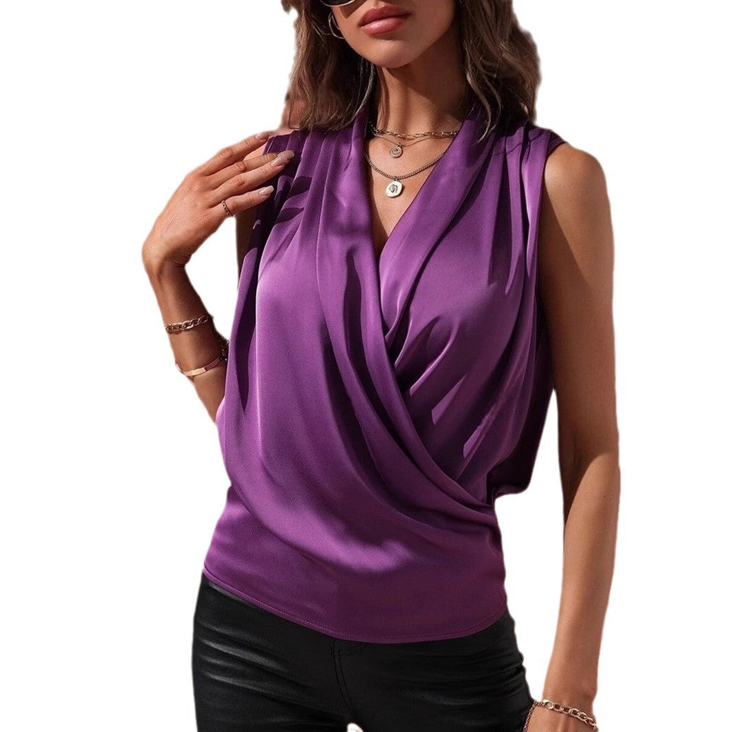 Damen Wickeltop Rafftiert Elegantes Design