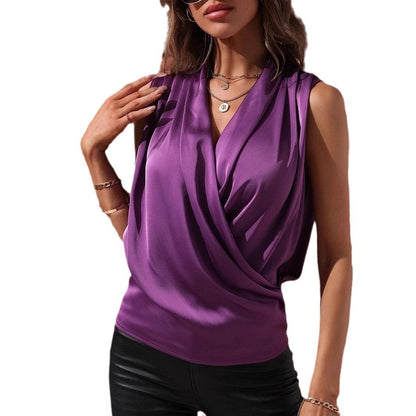 Damen Wickeltop Rafftiert Elegantes Design