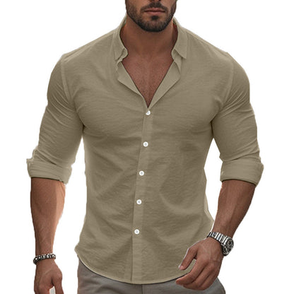 Herren Langarmhemd Elegantes Design Knopfleiste