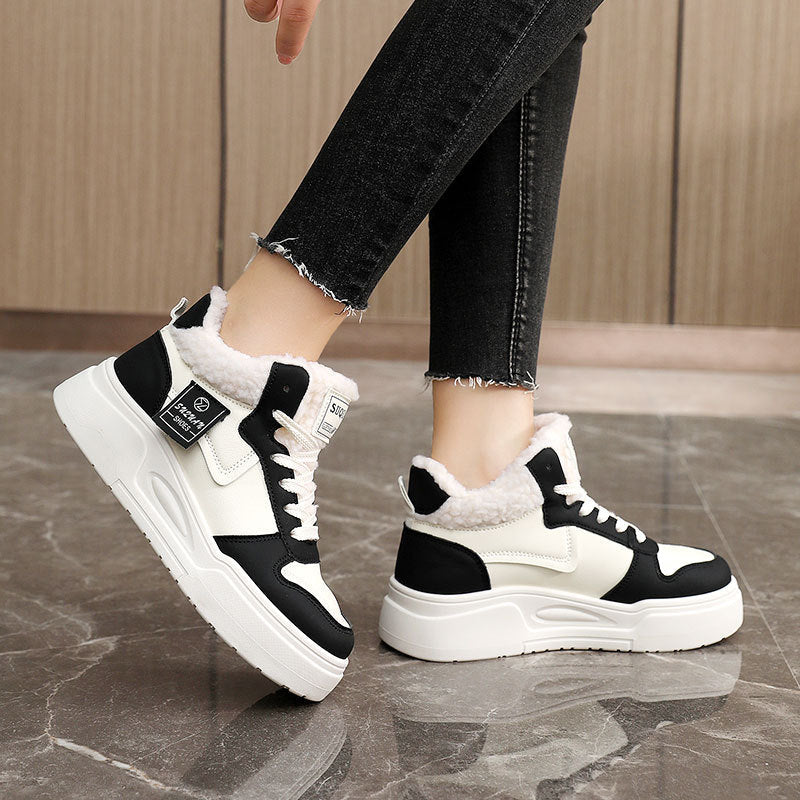 Damen High- Sneaker Sportlich Weiches Innenfutter Schwarz - Norvielle