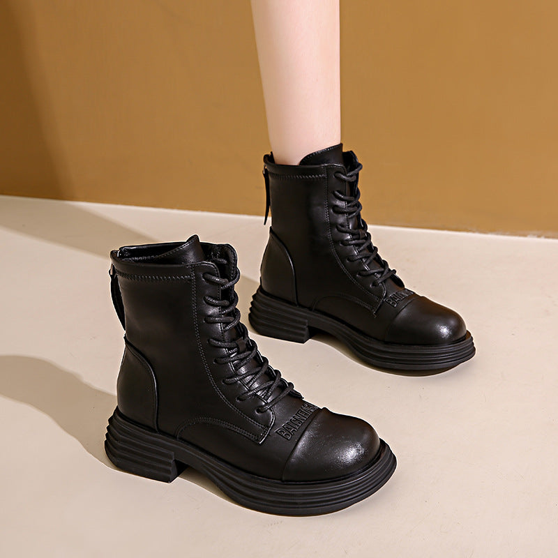 Damen Lederstiefel Combat Boot Robust