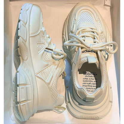 Damen Sneaker Atmungsaktives Mesh Dickes Sohlen Schwarz - Norvielle