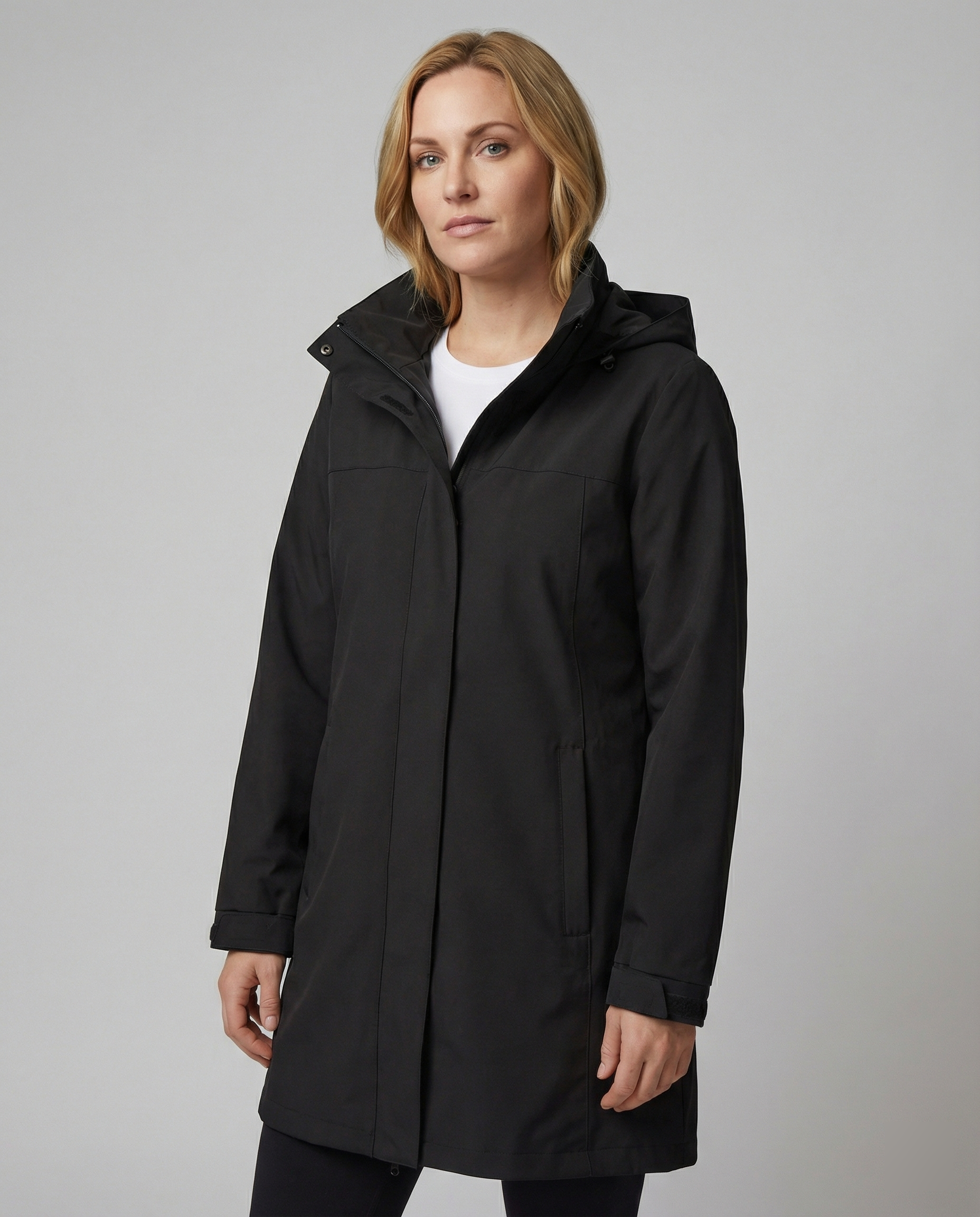 Damen Parka Wasserdicht Sportlich Mit Taschen Schwarz - Norvielle