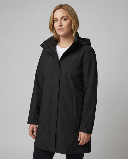 Damen Parka Wasserdicht Sportlich Mit Taschen Schwarz - Norvielle