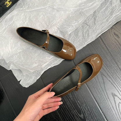 Damen Mary Jane Ballerinas Mit Riemenverschluss