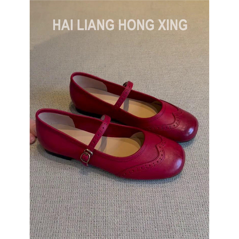 Damen Ballerinas Comfort Schuhe Bequem Riemenverschluss