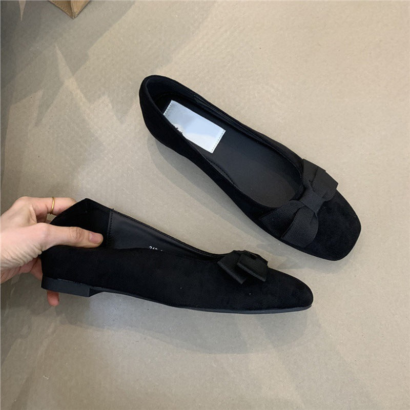Damen Ballerinas mit Schleife aus Samt