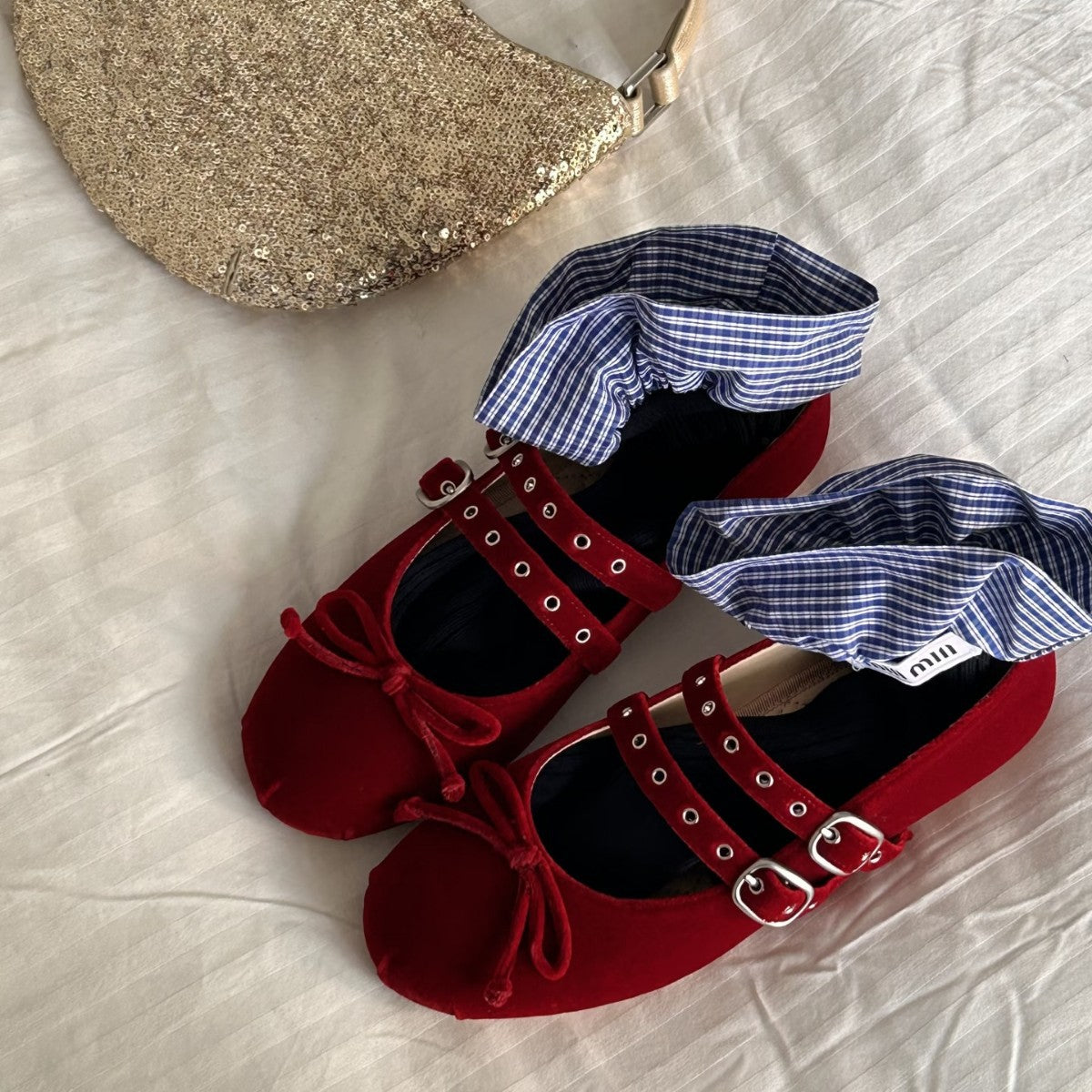 Damen Ballerinas mit Schleife Elegant - Norvielle