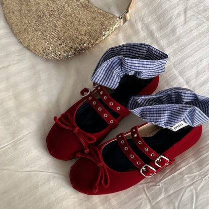 Damen Ballerinas mit Schleife Elegant - Norvielle