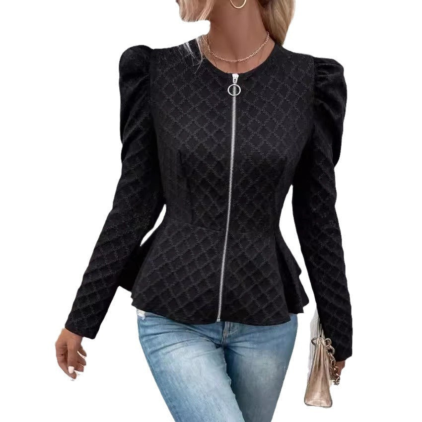 Damen Blazer Puffärmel Elegant