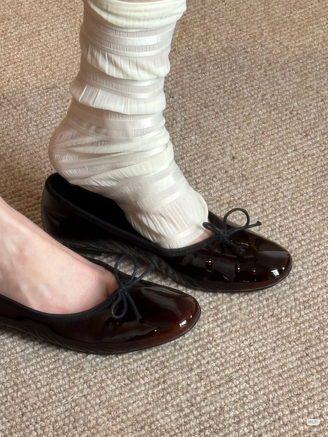 Damen Ballerinas Glänzend Elegante Schnürung Schuhe