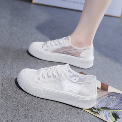 Damen Sneaker Bequem Spitzenschuhe Weite Passform
