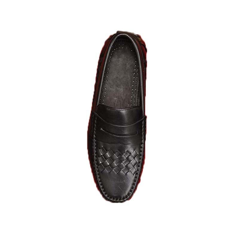 Herren Mokassins Leder Braun Flechtwerk Elegante Schuhe