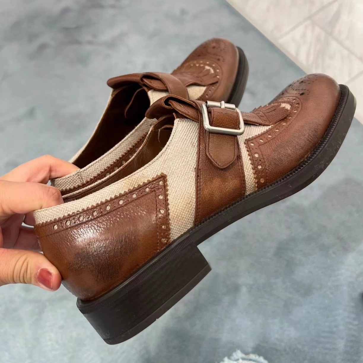 Damen Schnürschuhe Elegantes Lochmuster Leder