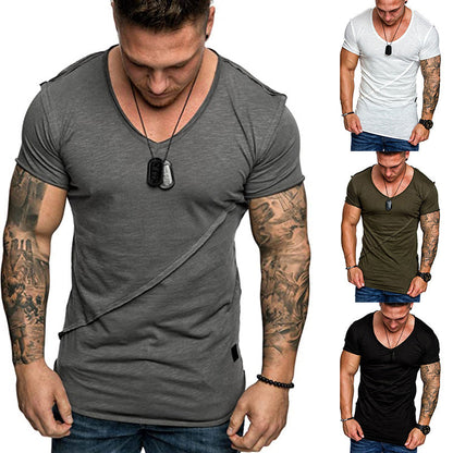 Herren T-Shirt V-Ausschnitt Strukturiert Hochwertig - Norvielle