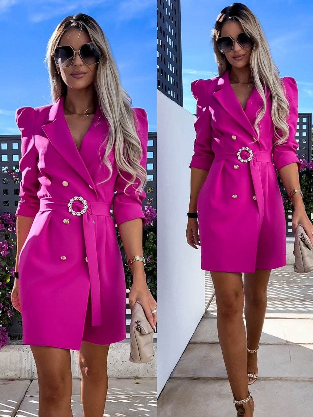 Damen Blazer Kleid Elegant Tailliert