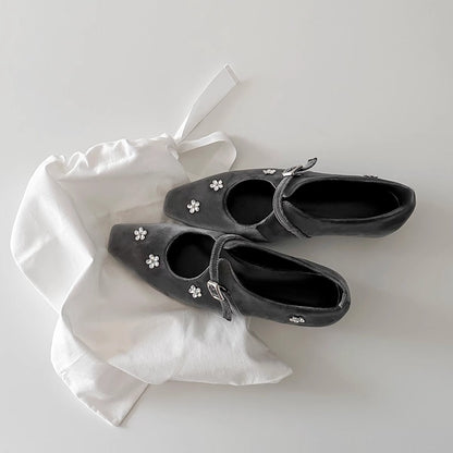 Damen Slingback Ballerinas Schuhe Blumen Applikationen Komfortabsatz