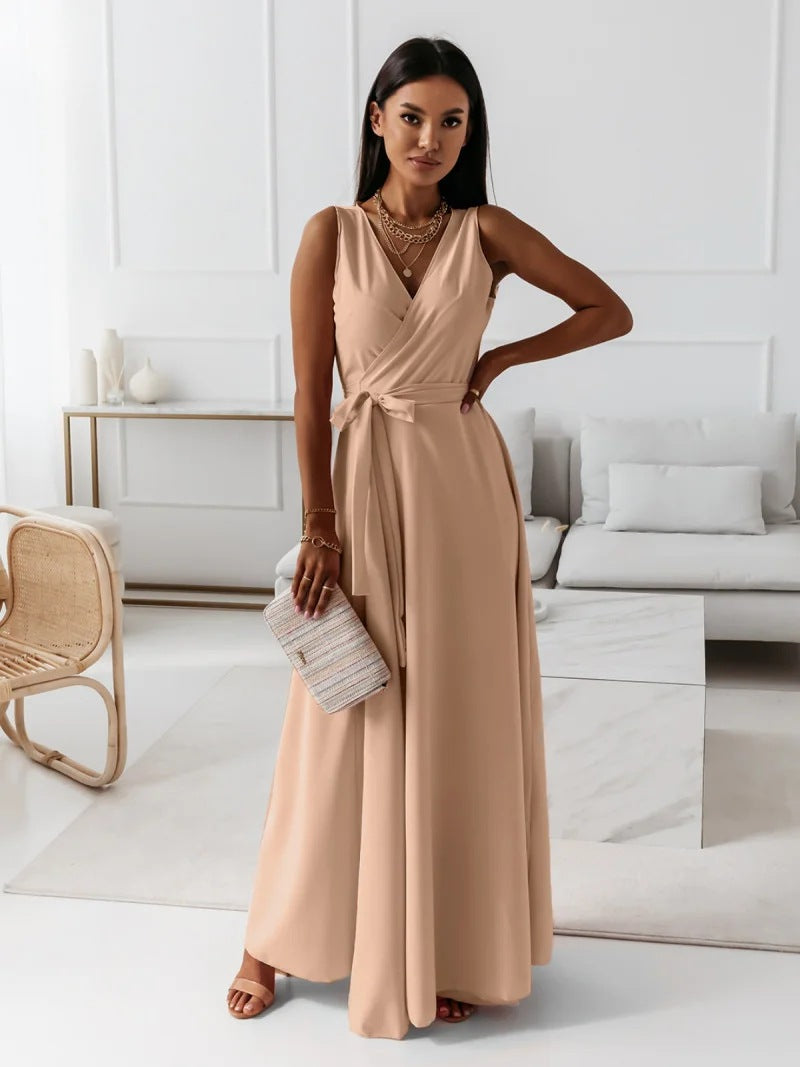 Damen Maxi Wickelkleid Hochzeitsgast Elegantes Langkleid