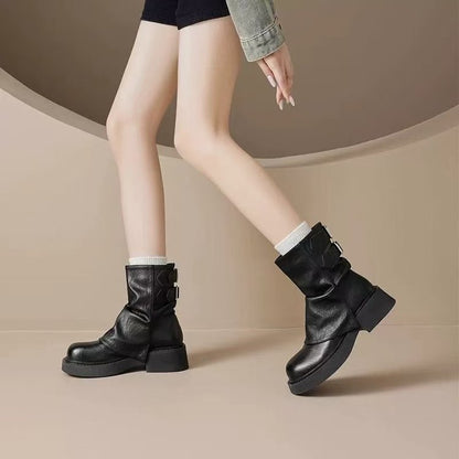 Damen Stiefeletten Komfortabel Leder