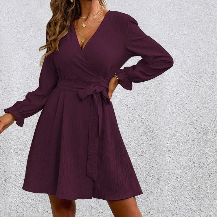 Damen Wickelkleid Voluminöse Ärmel Heidi Chic