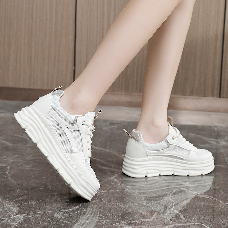 Damen Sneaker Chunky Plateau Atmungsaktives Material