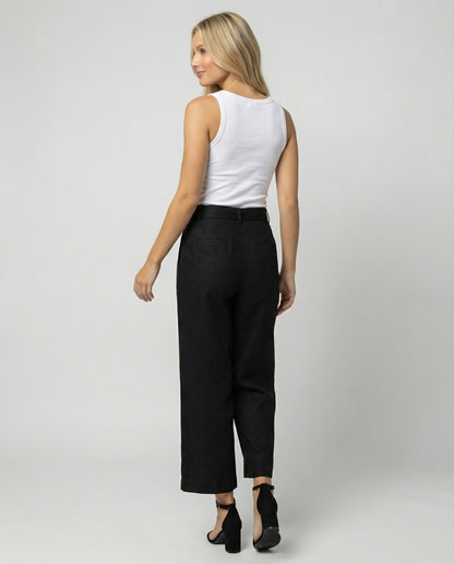 Damen Leinenhose High Waist Weitbein