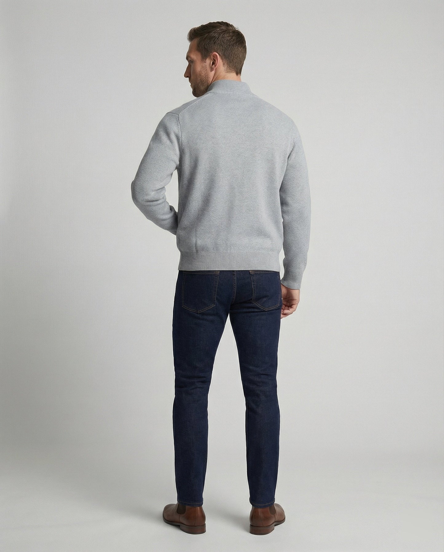 Herren Strickjacke Cardigan Grau Mit Reißverschluss