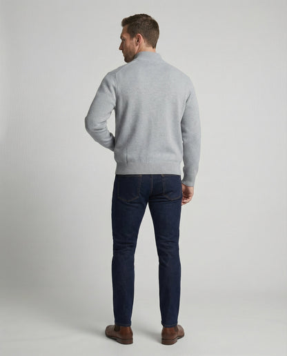 Herren Strickjacke Cardigan Grau Mit Reißverschluss
