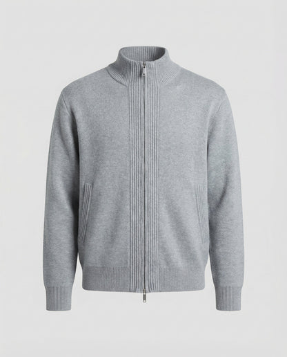 Herren Strickjacke Cardigan Grau Mit Reißverschluss