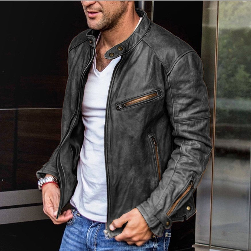 Herren Bikerjacke Echtleder