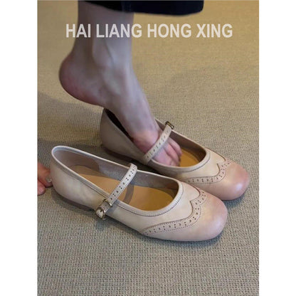 Damen Ballerinas Comfort Schuhe Bequem Riemenverschluss - Norvielle