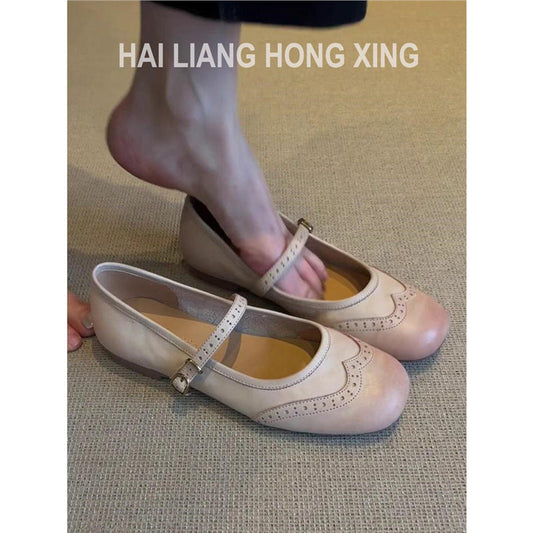 Damen Ballerinas Comfort Schuhe Bequem Riemenverschluss - Norvielle