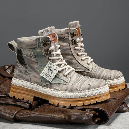 Damen High- Stiefel Robustes Denim