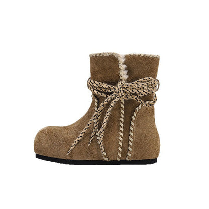 Damen Fleece-Stiefel Warm Gefüttert Schnürsenkel