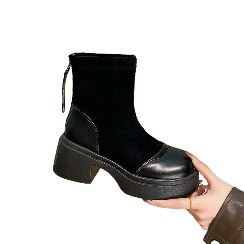 Damen Absatzstiefeletten Elegantes Leder