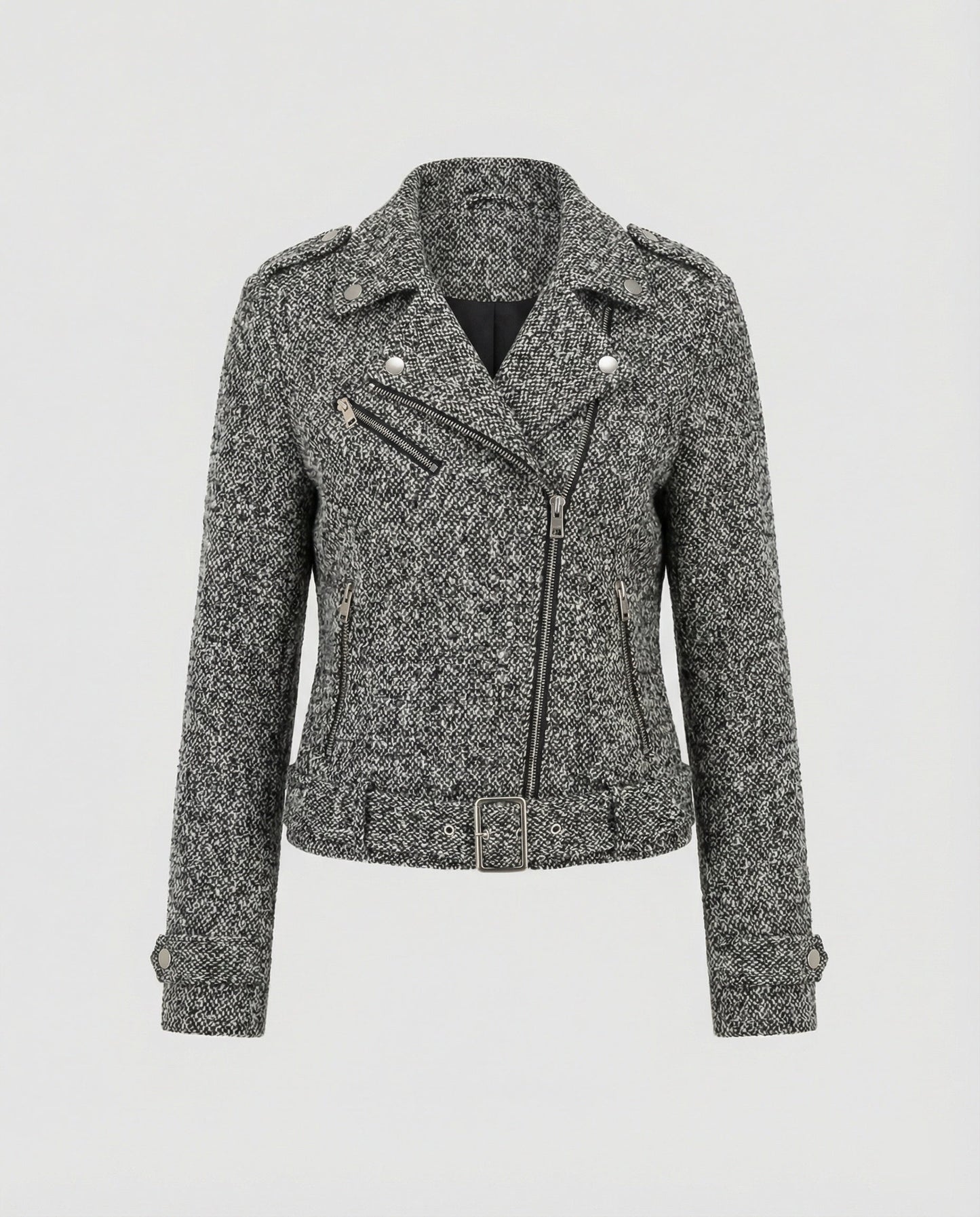 Damen Lederjacke Bikerstyle Tiermuster Slim Fit