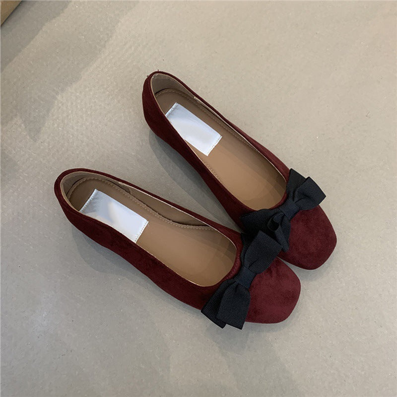 Damen Ballerinas mit Schleife aus Samt